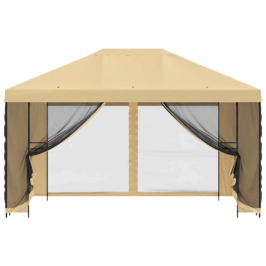 Gazebo da giardino con pareti laterali 4 × 3 m Crema 900386