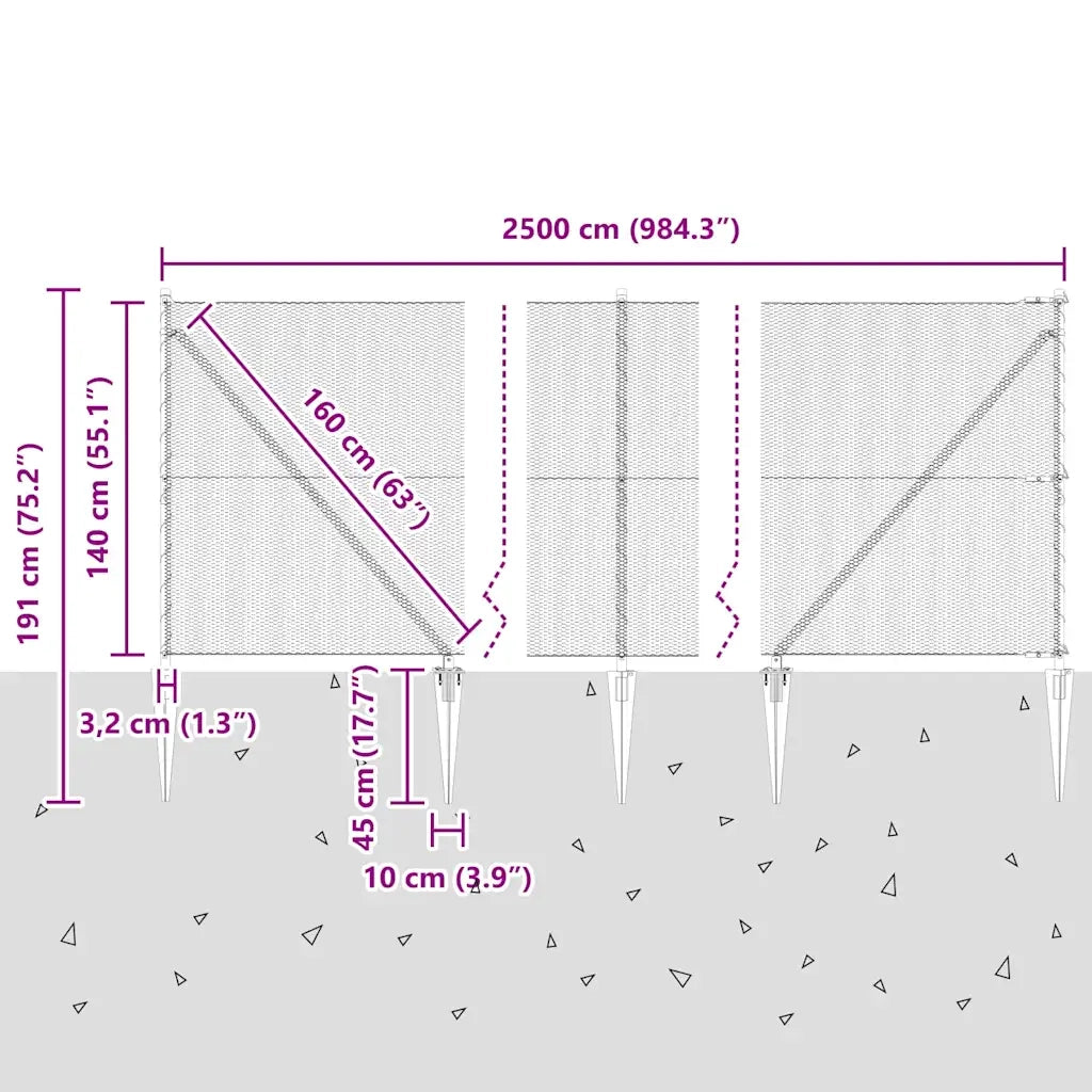 Palo della recinzione | Pannello per recinzione Grigio
