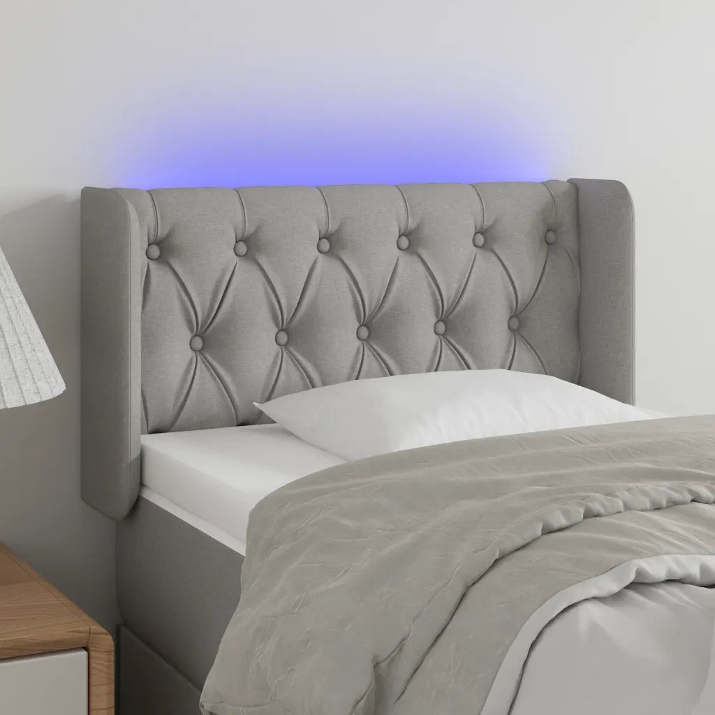 Testiera-Testata Decorativa Grigio Chiaro a LED 83x16x78/88 cm in Tessuto 886325