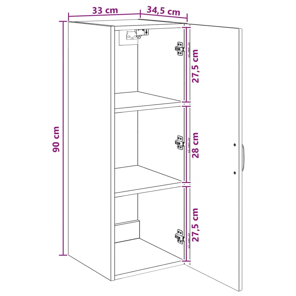 Armadietto a Muro | Mobiletto a muro Rovere Artigianale 33 x 34,5 x 90 cm