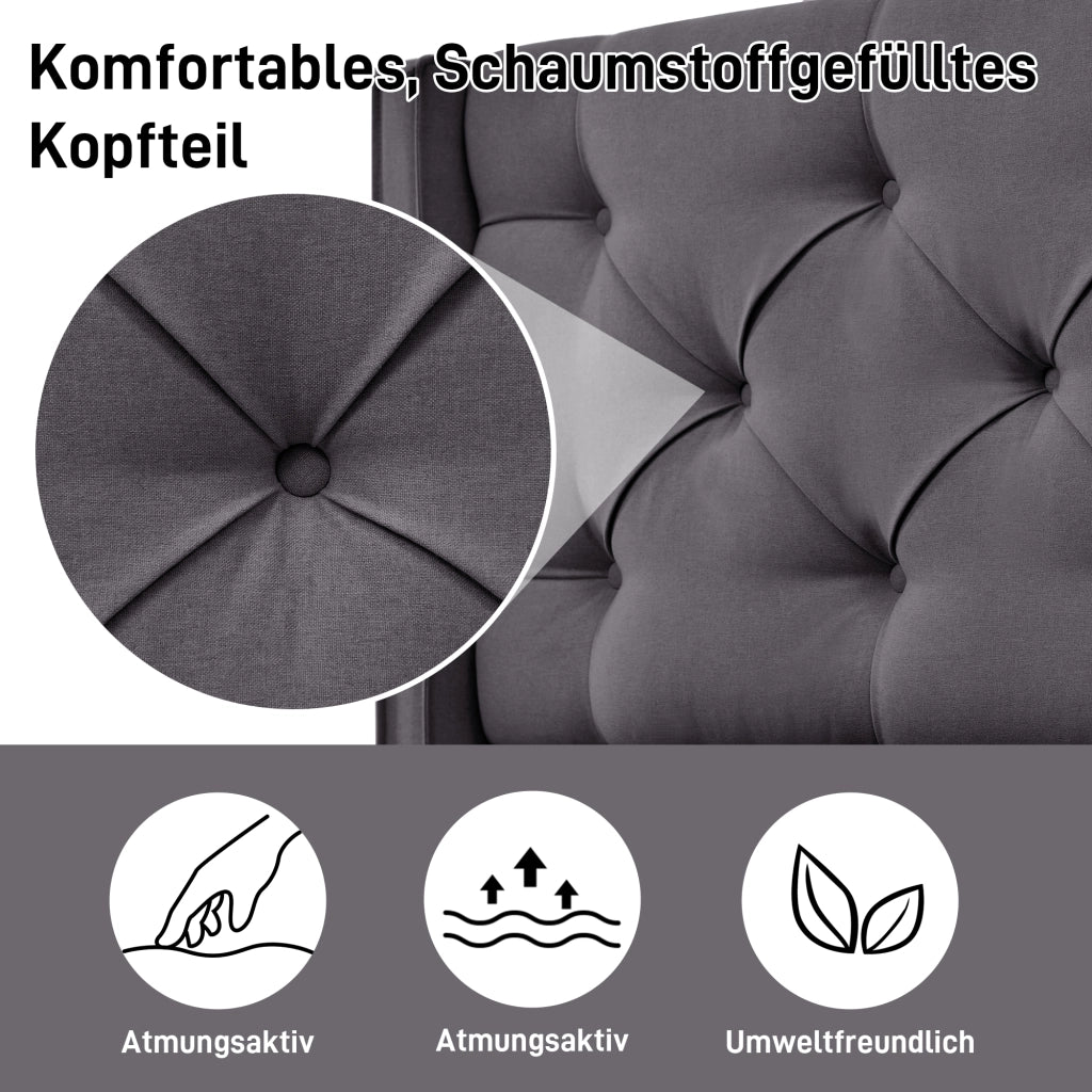 letto imbottito cotone grigio 140x200 cm