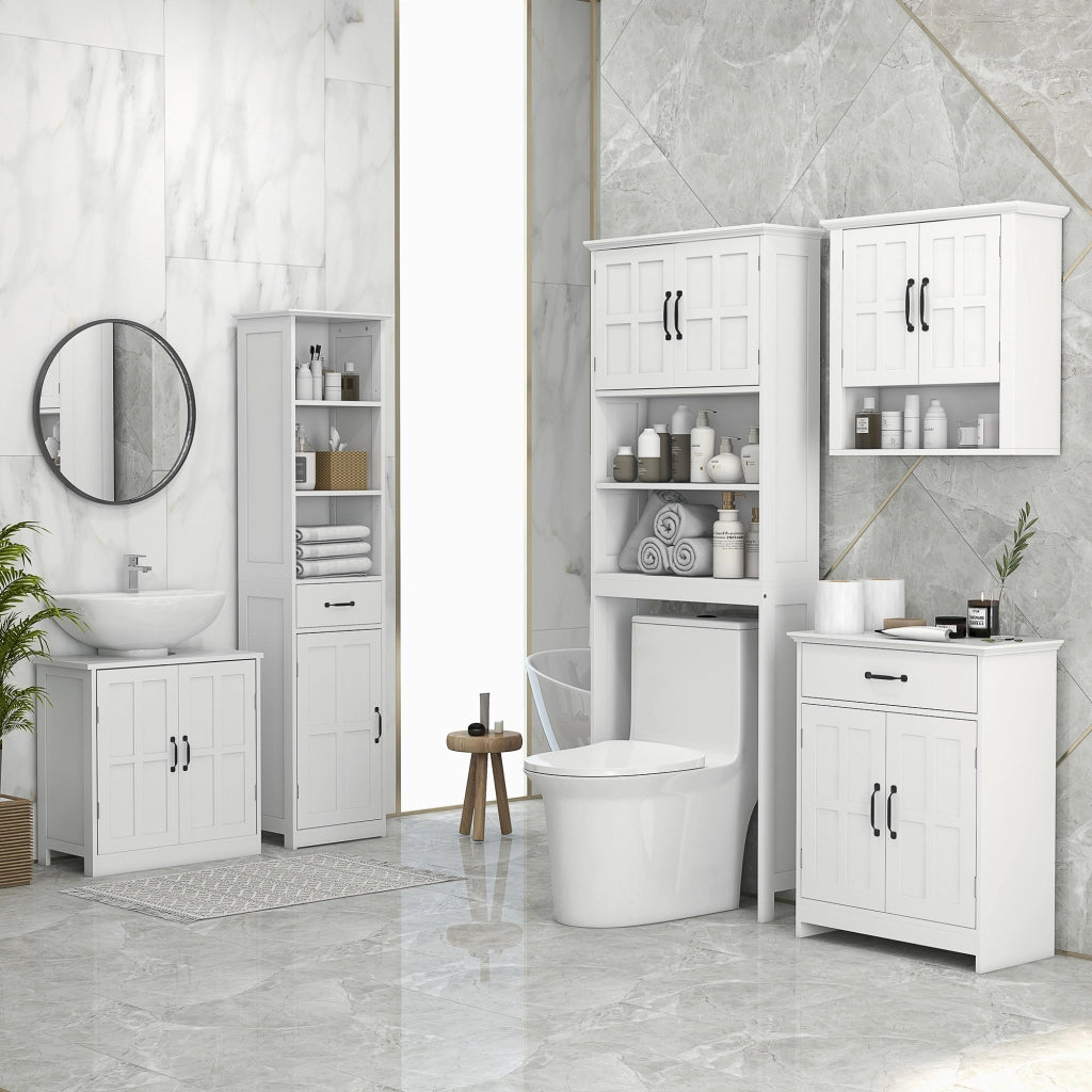Mobile Bagno con Ante, Cassetto e Ripiano Regolabile ¨C Minimal ¨C Bianco 60x30x75