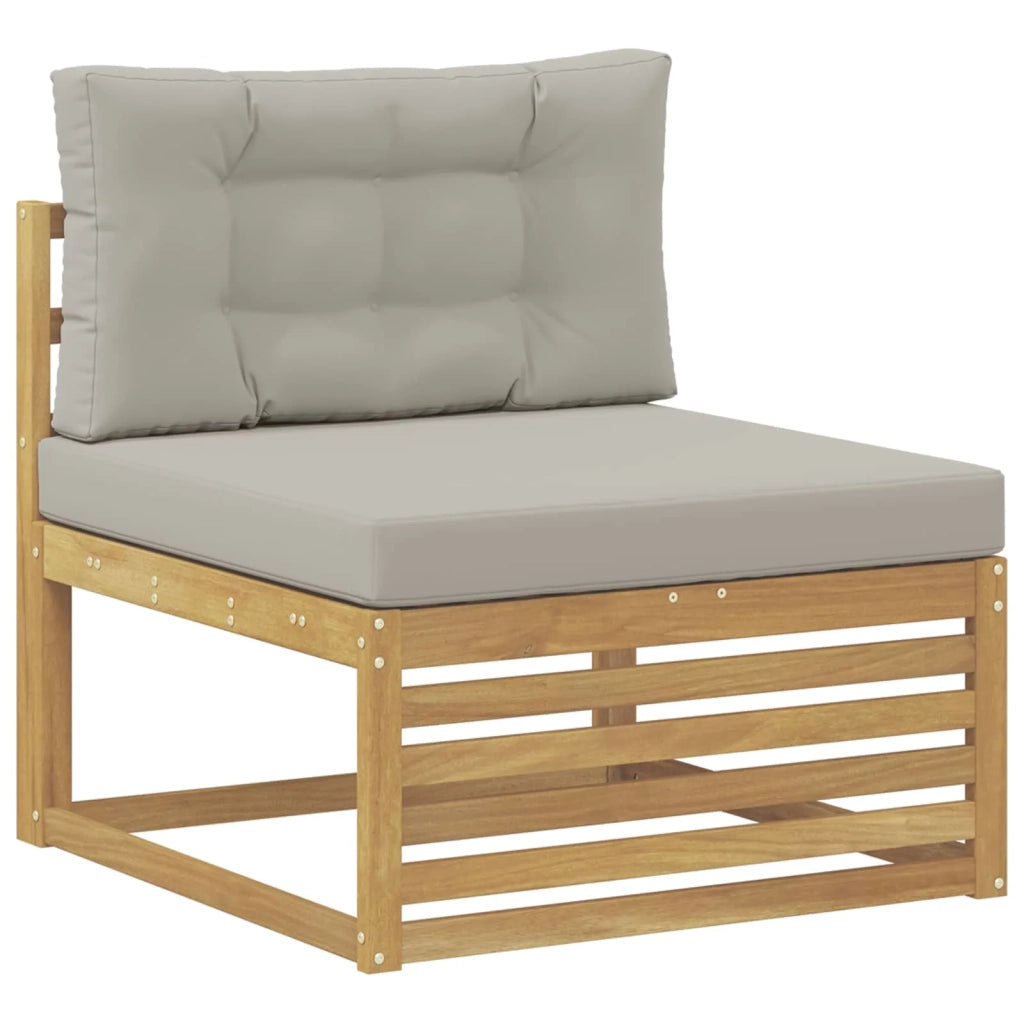 Set di divani da esterno 6 pz Bianco e Grigio Chiaro Poliestere 3390506