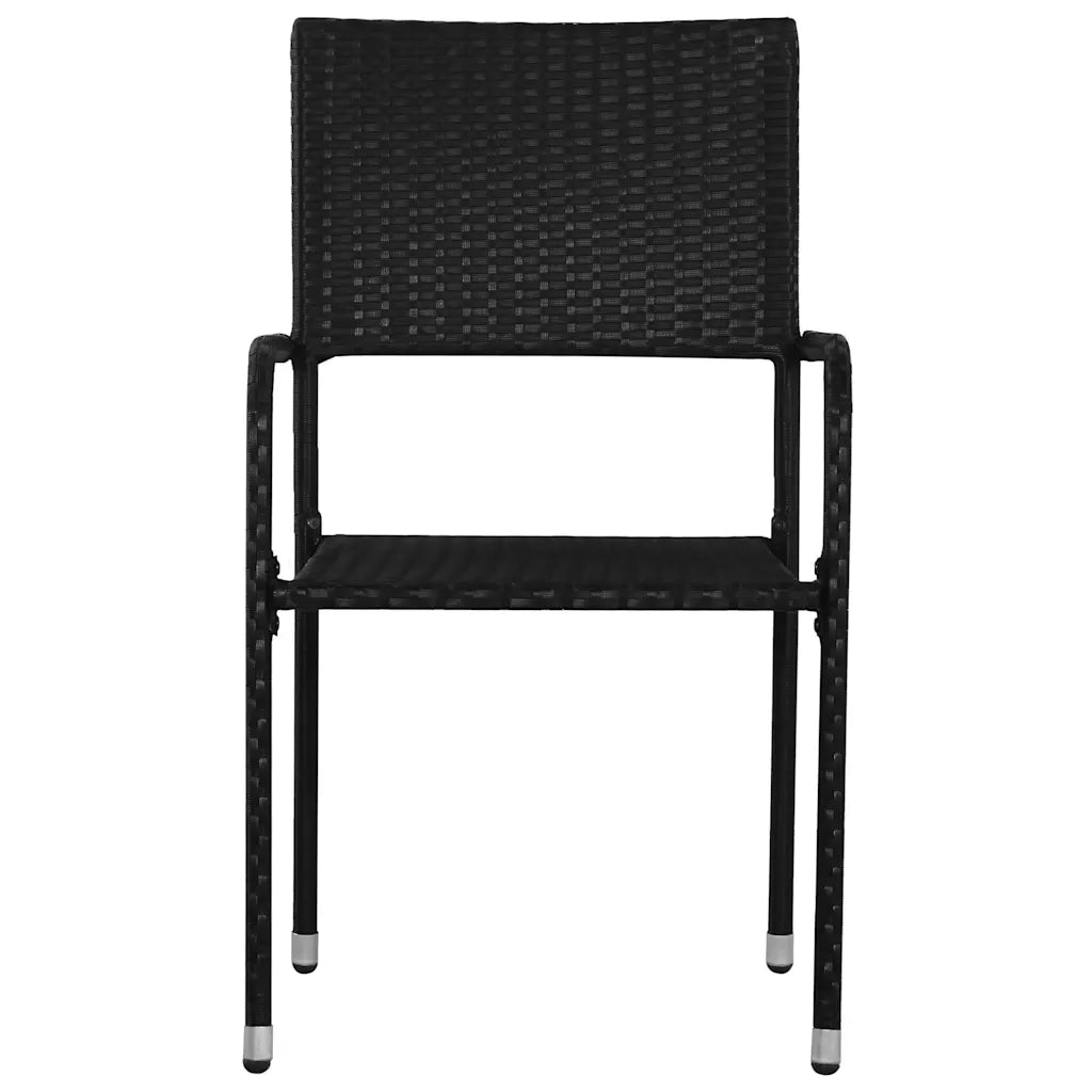 Sedie da Pranzo da Giardino 4pz Impilabili Nere in Polyrattan 318720