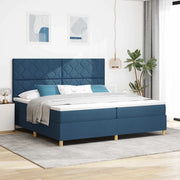 Letto a Sorgente LED con materasso Blu 200 x 200 cm Tessuto