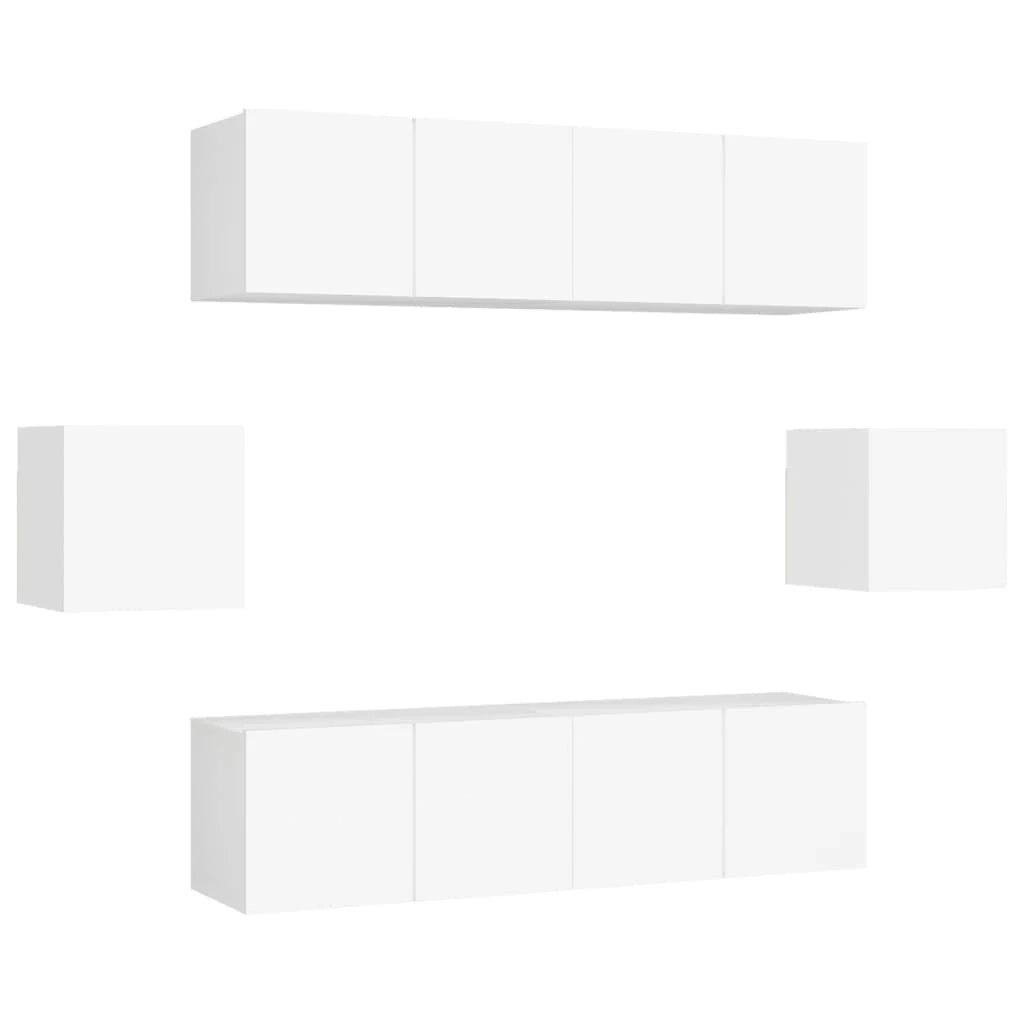 Set di mobili da 6 pezzi tra cui armadio credenza mobile TV televisore per soggiorno camera da letto salotto legno ingegnerizzato bianco 02_0025002