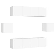 Set di mobili da 6 pezzi tra cui armadio credenza mobile TV televisore per soggiorno camera da letto salotto legno ingegnerizzato bianco 02_0025002