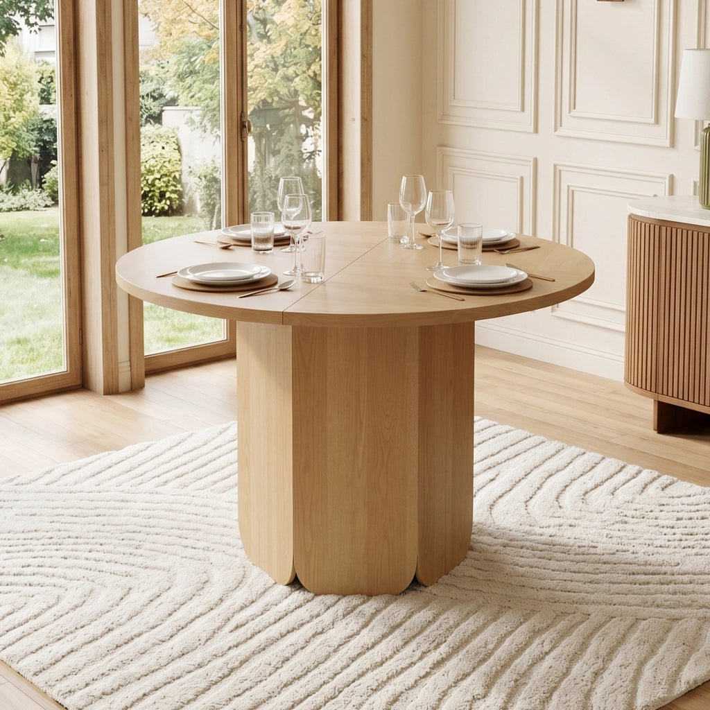 TAVOLO ROTONDO DA PRANZO 120 cm MDF Rovere per 4-6 persone