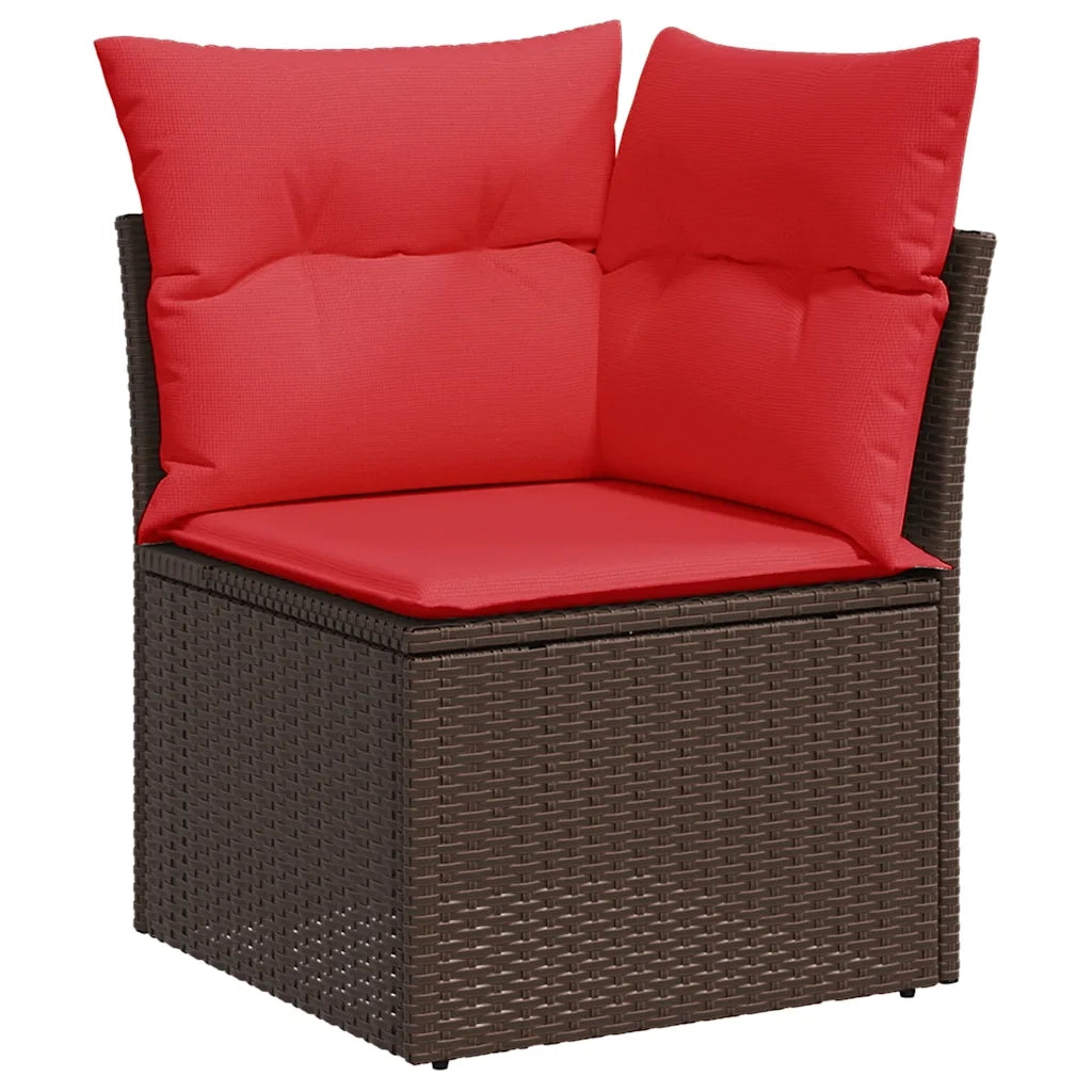 Set Divani da Giardino 6 pz con Cuscini Marrone in Polyrattan 3221783