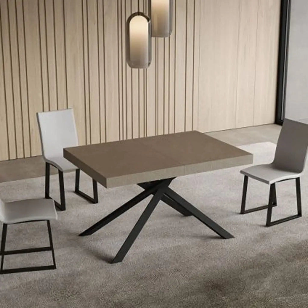 Tavolo allungabile 140/244x90 cm Niket tortora gambe antracite
