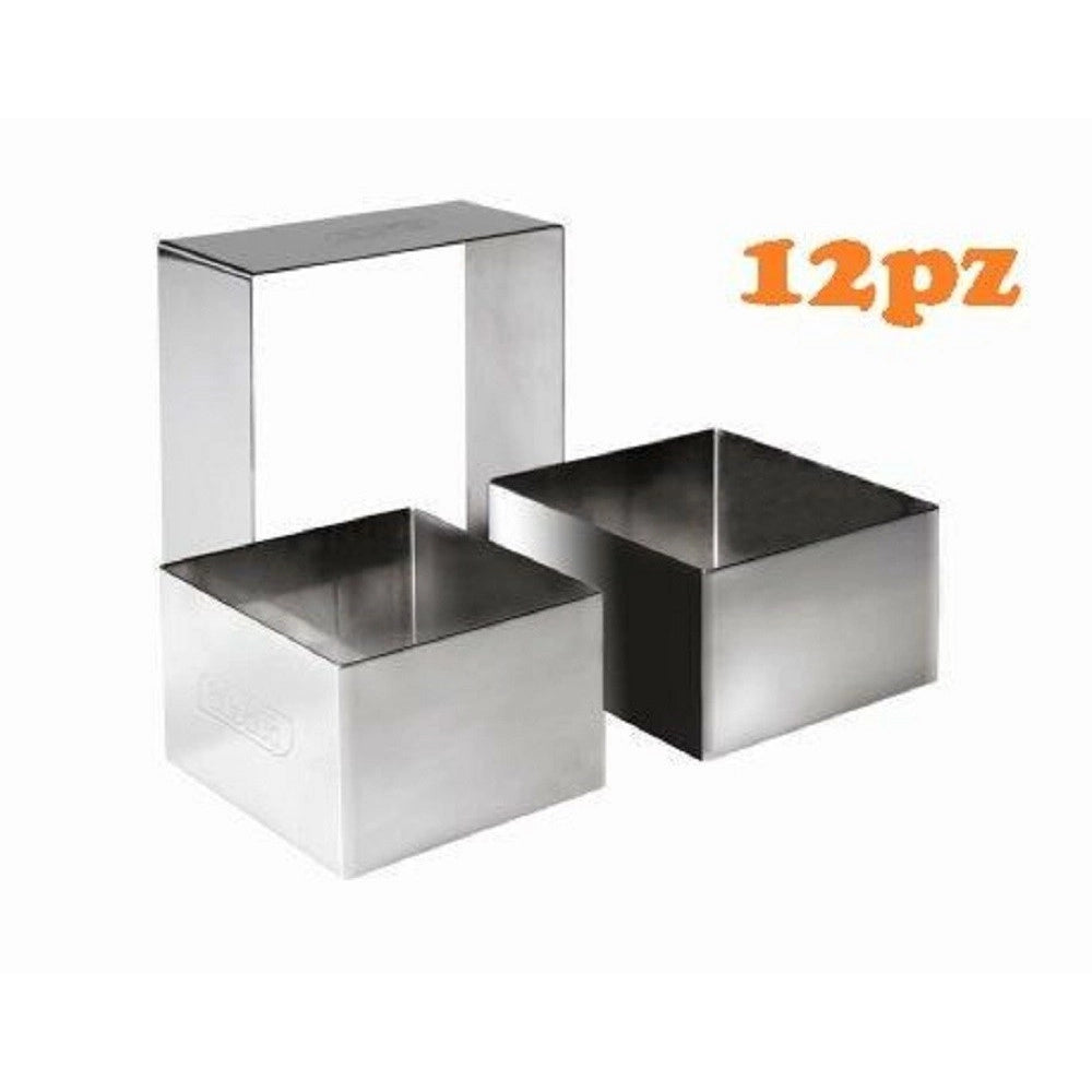 Trade Shop - Set 12 Pezzi Formina Stampi Per Dolci Torte Biscotti Quadrati 6 X 4 Cm 60410 -