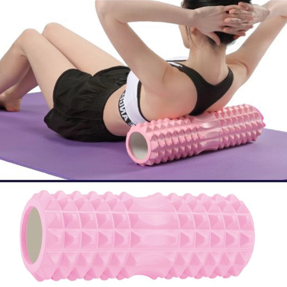 Trade Shop - Rullo Fitness Pilates Schiuma Tubo Esercizi Palestra Yoga Massaggi Schiena 33x13 -