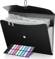 Borsa documenti A4 espandibile, borsa documenti con 7 compartimenti e coperchio, borsa documenti espandibile con etichette, borsa documenti portatile con compartimenti per uso domestico, ufficio, scuola e viaggi