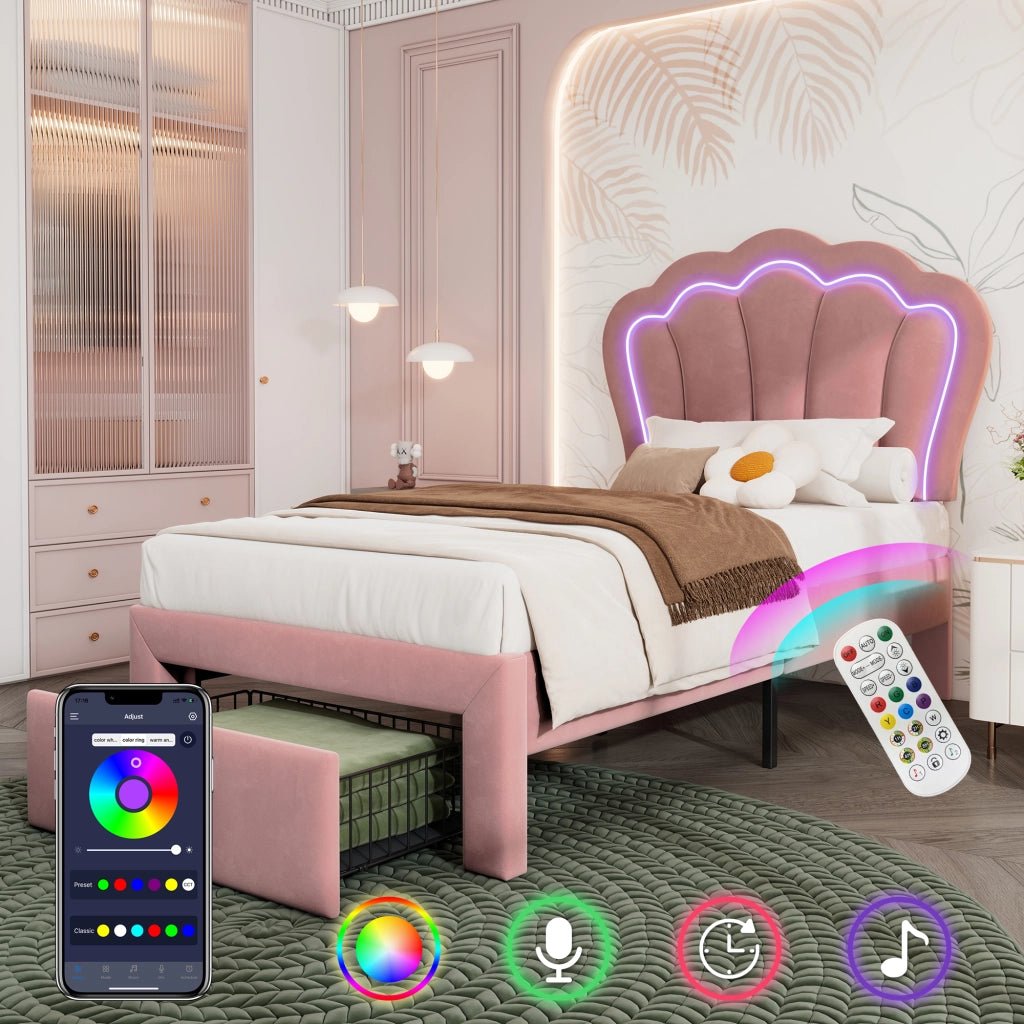 letto imbottito velluto rosa 90 x 200 cm