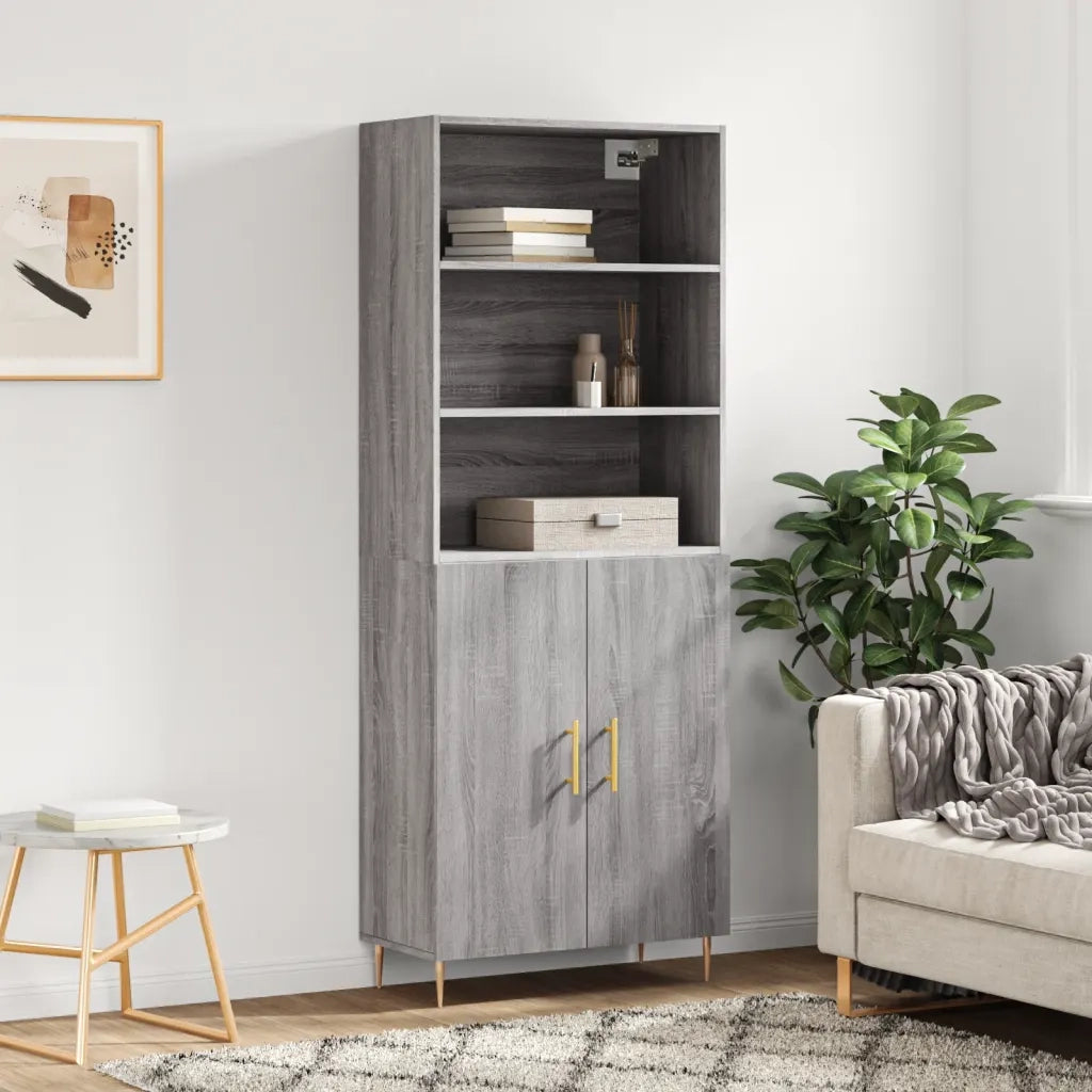 Credenza | Madia | Buffet da pranzo | Armadio da pranzo Grigio Sonoma 69,5x34x180 cm in Legno Multistrato