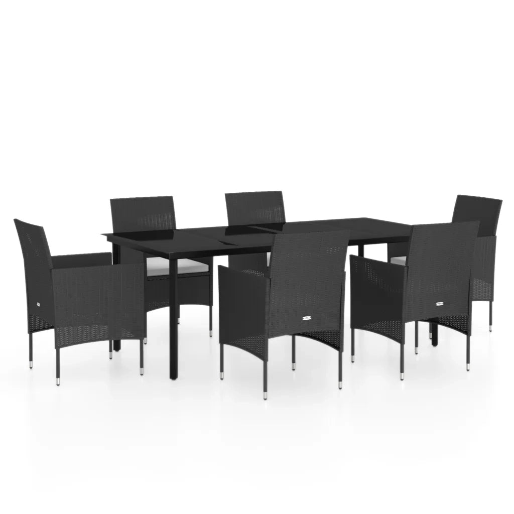 Set da Pranzo da Giardino 7 pz con Cuscini Nero 3099285