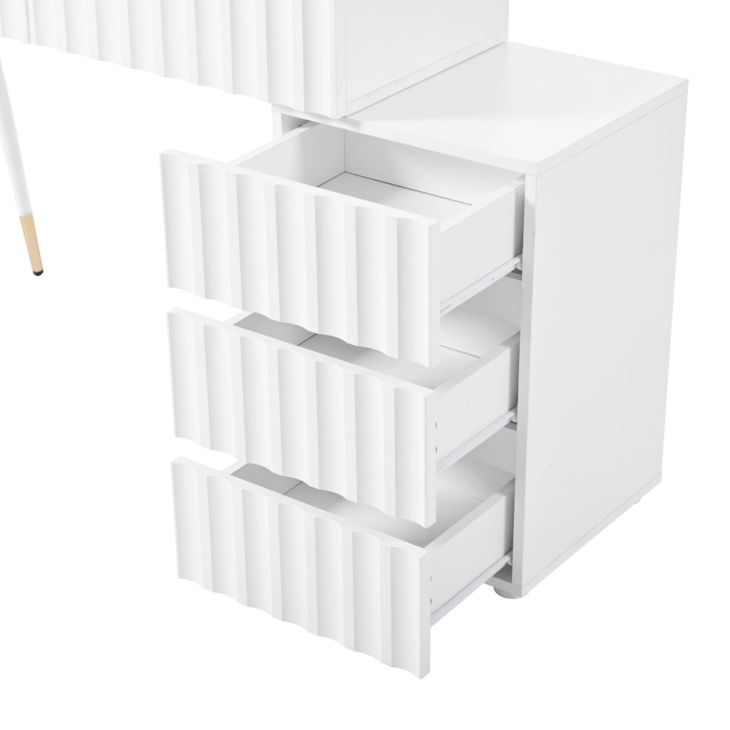 TOELETTA con specchio LED, 100x40x127 cm, bianco, 5 cassetti
