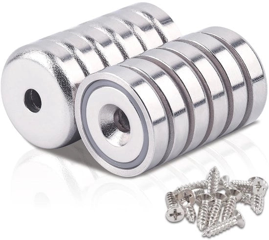 Magnetismo Neodymium 20 mm 10 kg - Magnetico Sotterraneo - Magnetico da Incasso - 12 Pezzi - Facile da Installare