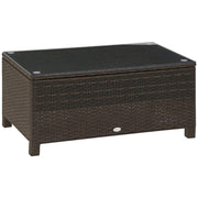 Tavolino da Giardino Esterno Rattan Sintetico ¨C Xylo ¨C Piano Vetro Temperato Marrone 85x50x39cm