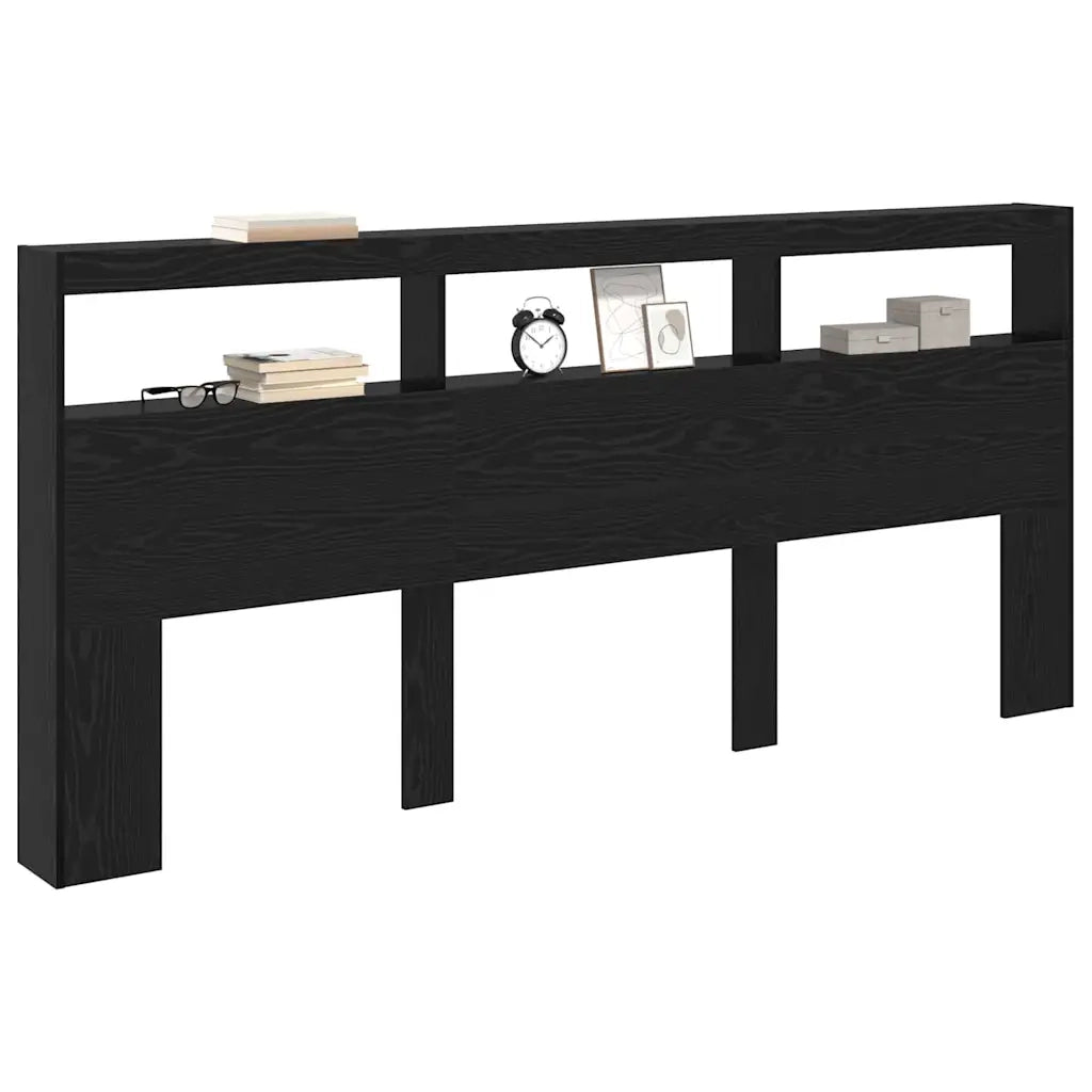 Testiera-Testata-Testiera Decorativa Rovere Nero 220 x 17 x 102 cm Legno multistrato