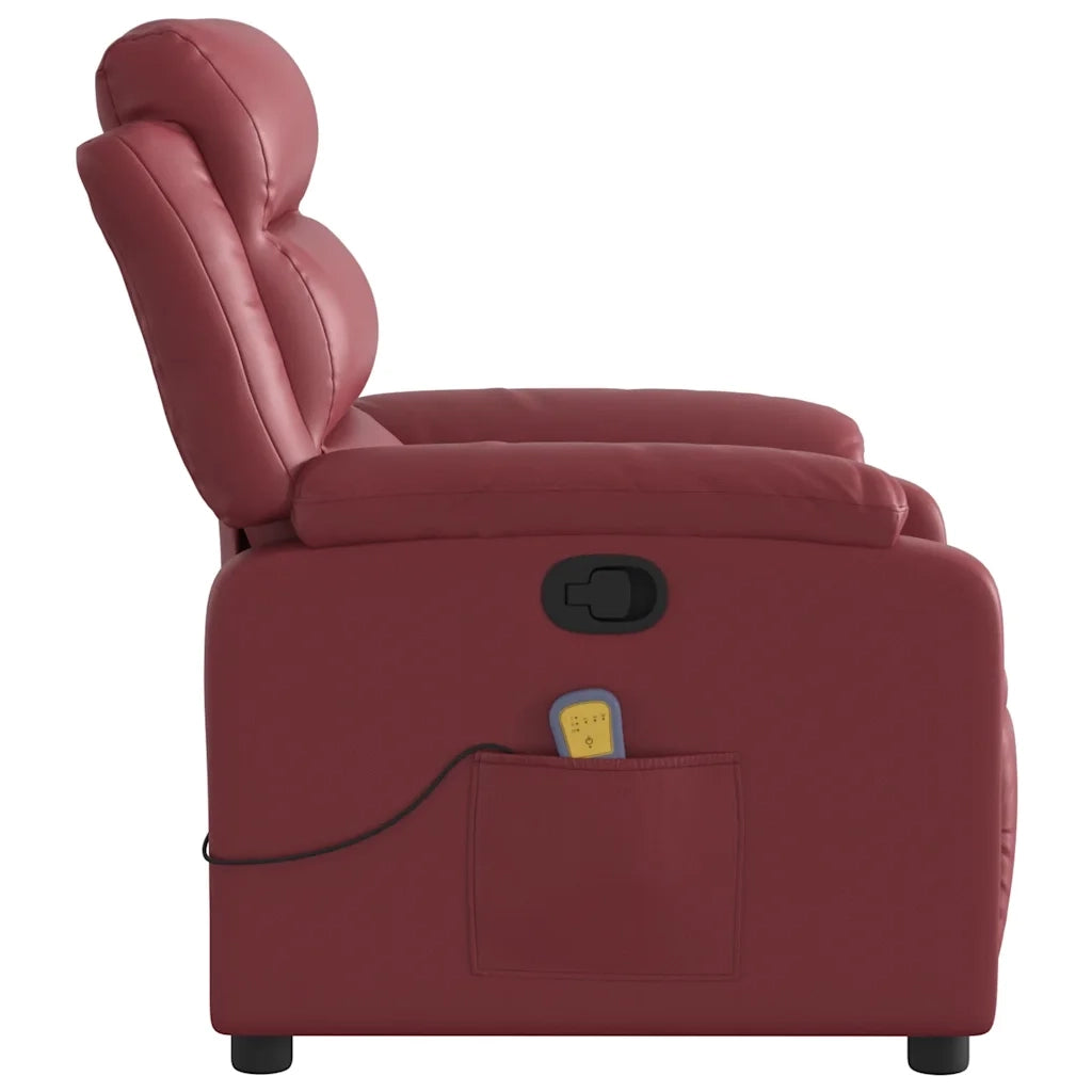 Poltrona Massaggiante Reclinabile Rosso vino in Similpelle 373497