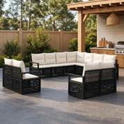 Set Divano da Giardino 11 pz Nero polyrattan 3435880