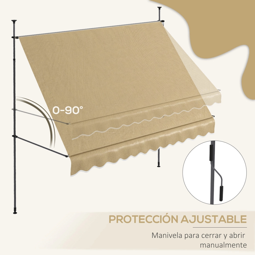 Toldo Retrattile Manuale con Manovella ¨C Minimal ¨C Beige 300x120x210-300 cm