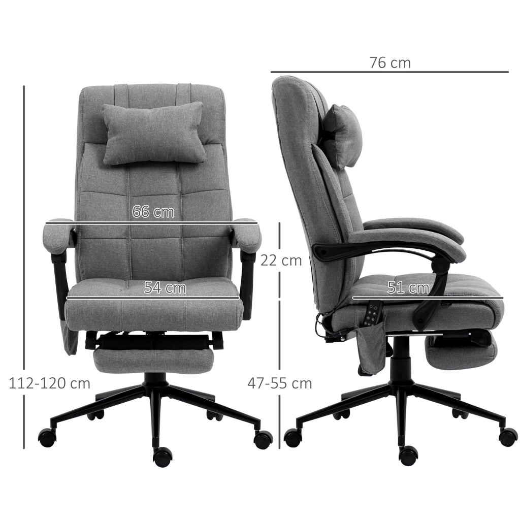 Sedia da ufficio con funzione massaggio, ergonomicamente regolabile in altezza, con riscaldamento lombare, poggiapiedi, poggiatesta, poliestere,