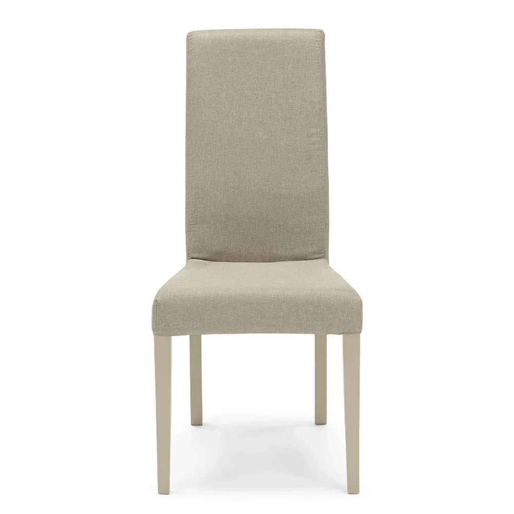 Set 4 sedie imbottite EDI per sala da pranzo, cucina, soggiorno, 100% Made in Italy, design moderno, struttura robusta in legno in tinta, schienale e seduta rivestiti con tessuto sfoderabile colore Beige