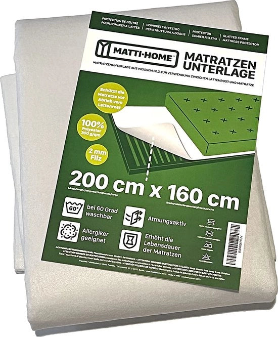 Sostegno per materasso - adattamento per pavimento a listelli - 1 pezzo - bianco - 100% poliestere - 160 x 200 cm