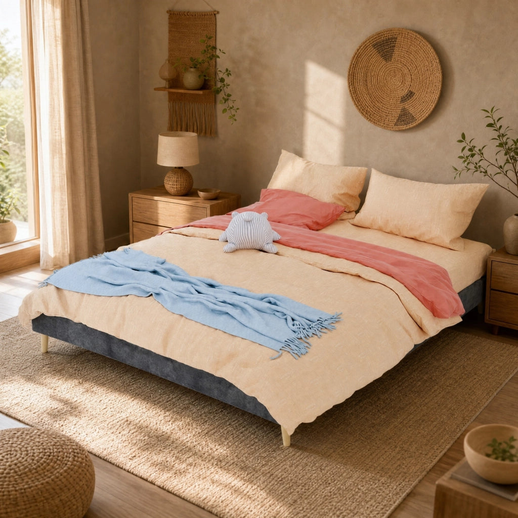 DESMIU Letto matrimoniale 160 × 200 cm 2 posti in velluto olandese, con spazio di stoccaggio, senza materasso, grigio
