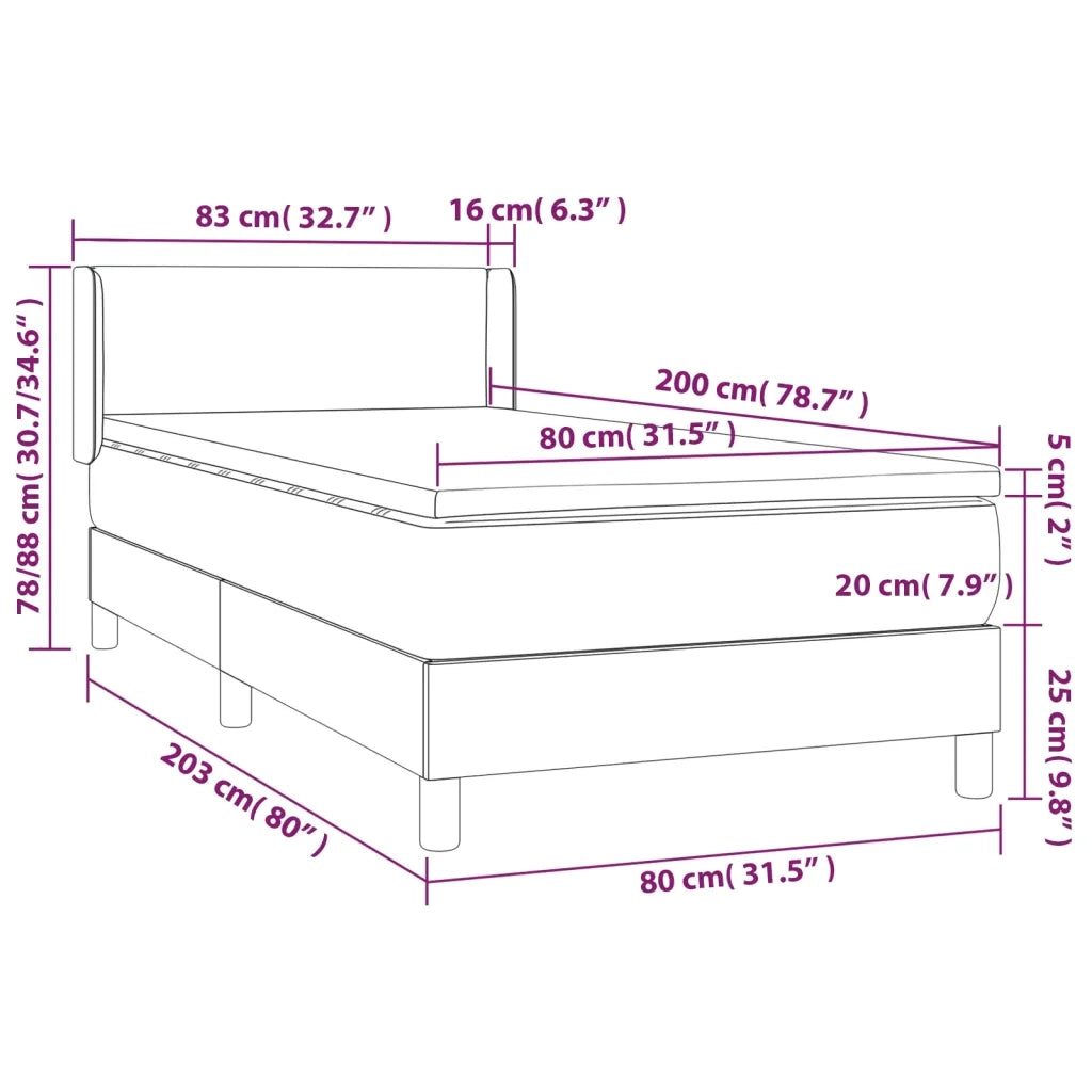 Giroletto a Molle con Materasso-Struttura Letto Rosa 80x200 cm in Velluto 672432