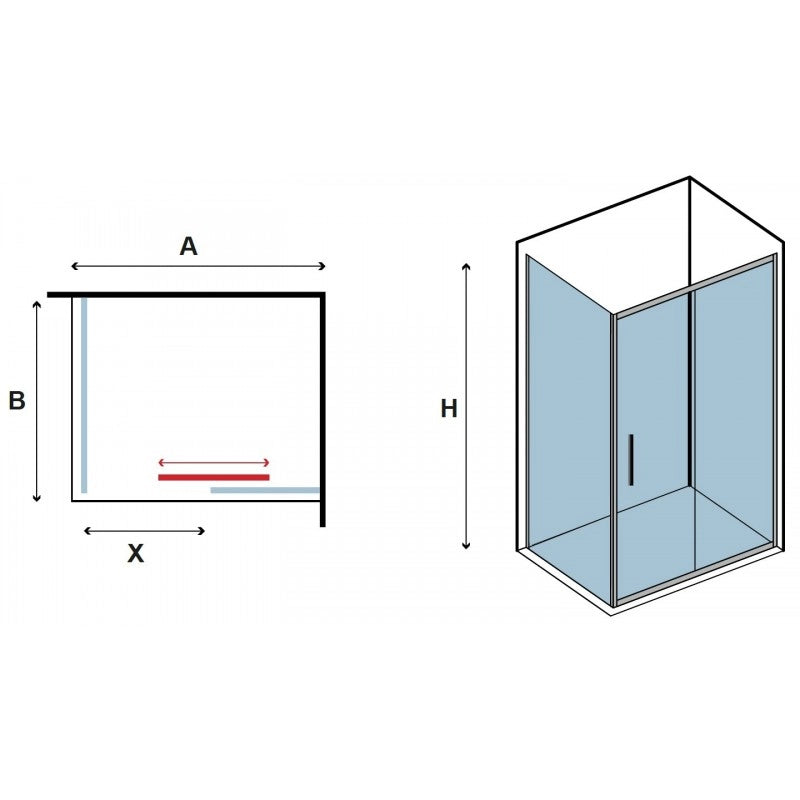 Box doccia LEA 400 150x75 x200 cm profilo cromato