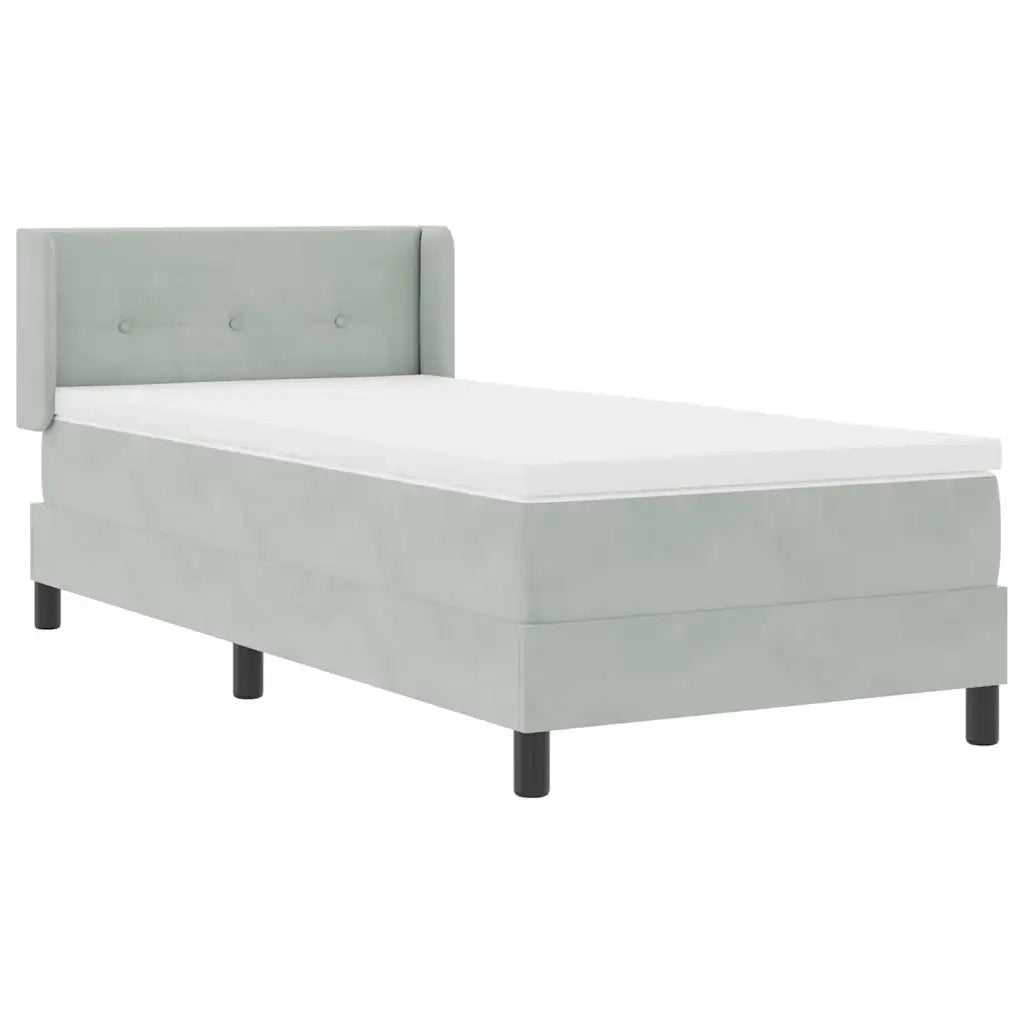 Letto a molle con testiera Grigio chiaro 200 x 90 cm Poliestere