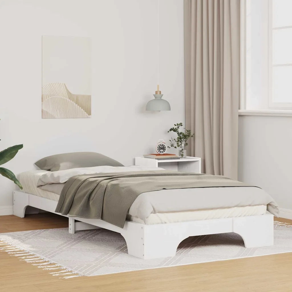 Letto singolo | Letto per adulti | Struttura del letto Bianco 100 x 210 cm Pino massello