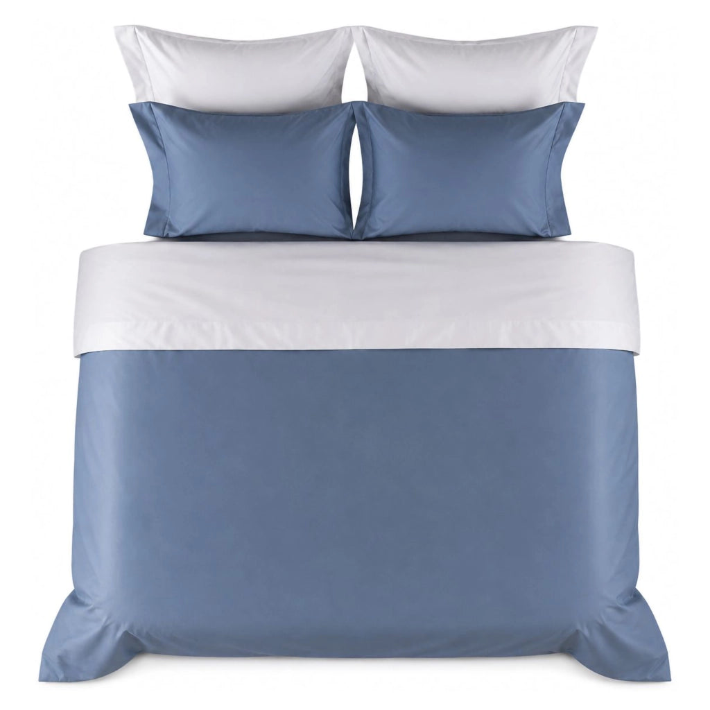 Rosirora, set Completo Letto Piazza e Mezza in Percalle, blu