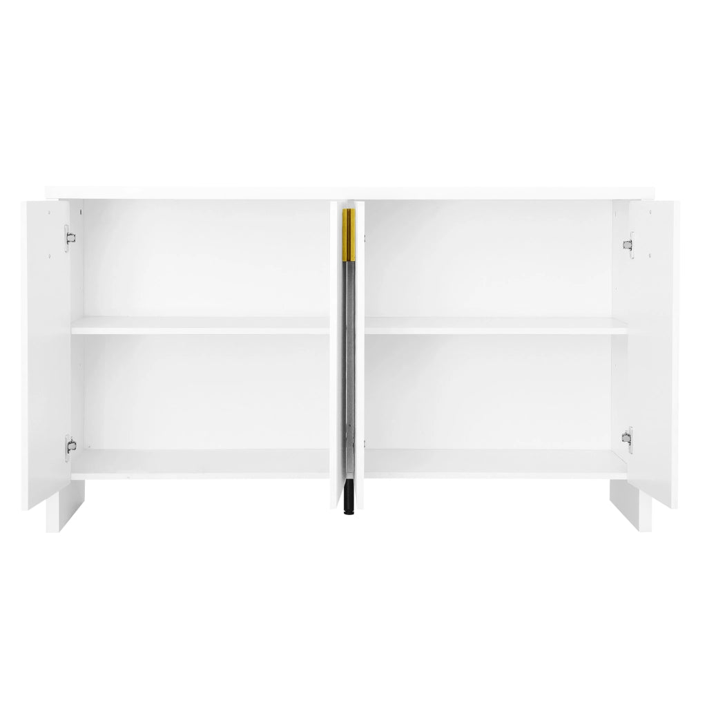Credenza Moderna ¨C Xylo ¨C Bianco, Maniglie Dorate, Ante con Divisori Regolabili