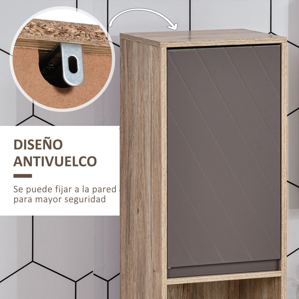 Colonna Bagno Stretto con Ante ¨C Minimal ¨C Robe e Grigio 30x24x170 cm