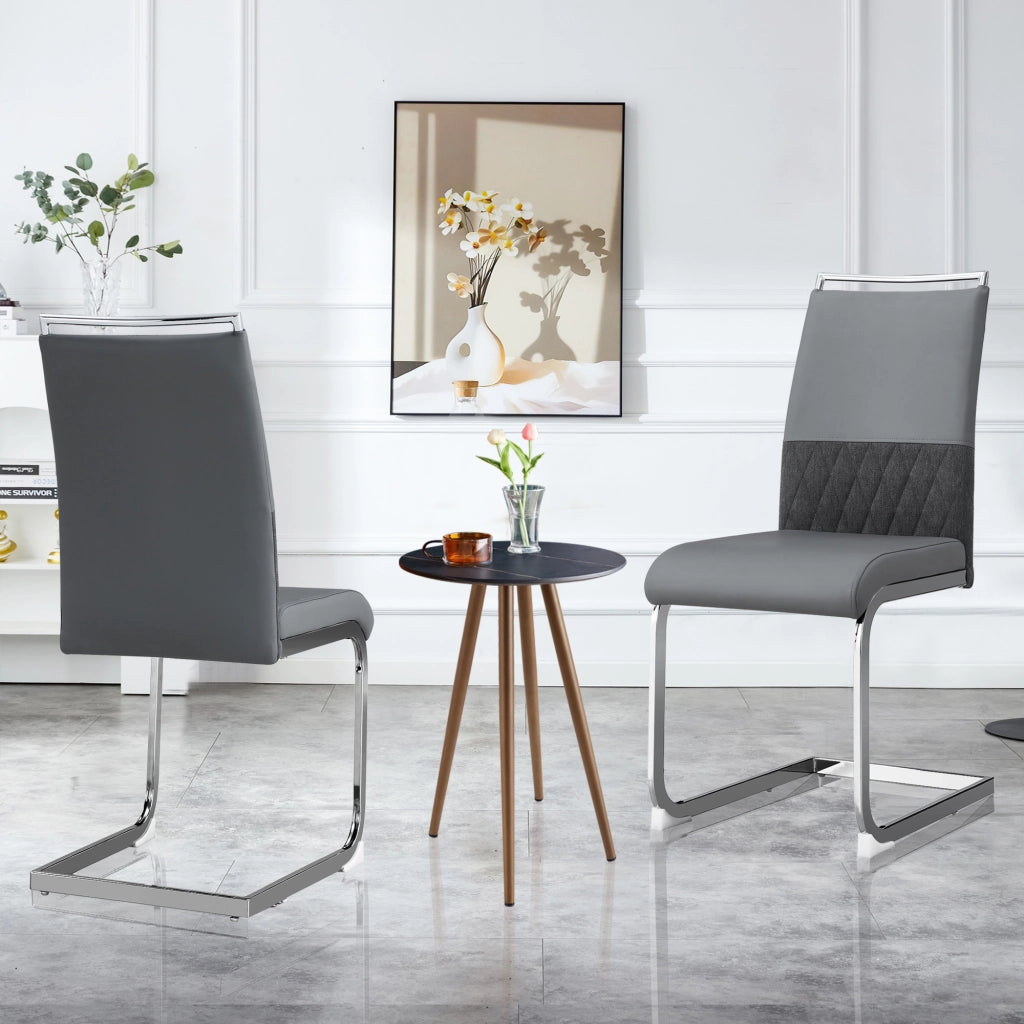 Sedia da Pranzo Set da 6 con Schienale Ergonomico Imbottito e Piedini Protettivi, in Metallo, Grigio
