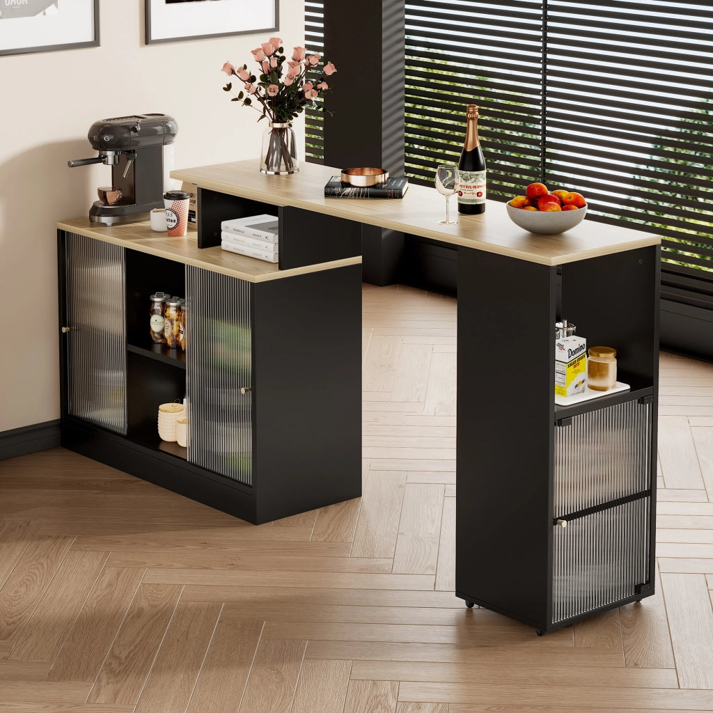 Tavolo Bar Allungabile con Vano ¨C MINIMAL ¨C Nero, Rotondo, Salvaspazio
