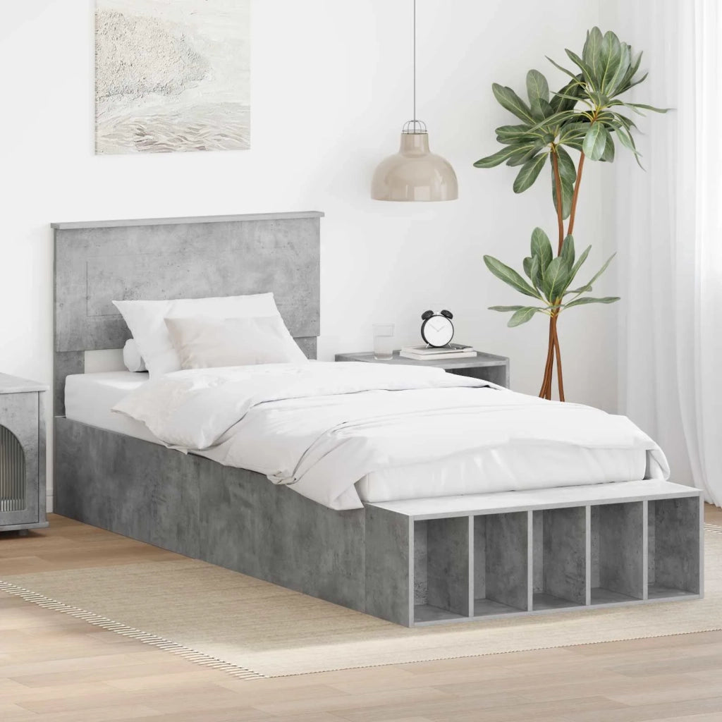Struttura del letto con lo scaffale Grigio cemento 70 x 190 cm 3408420