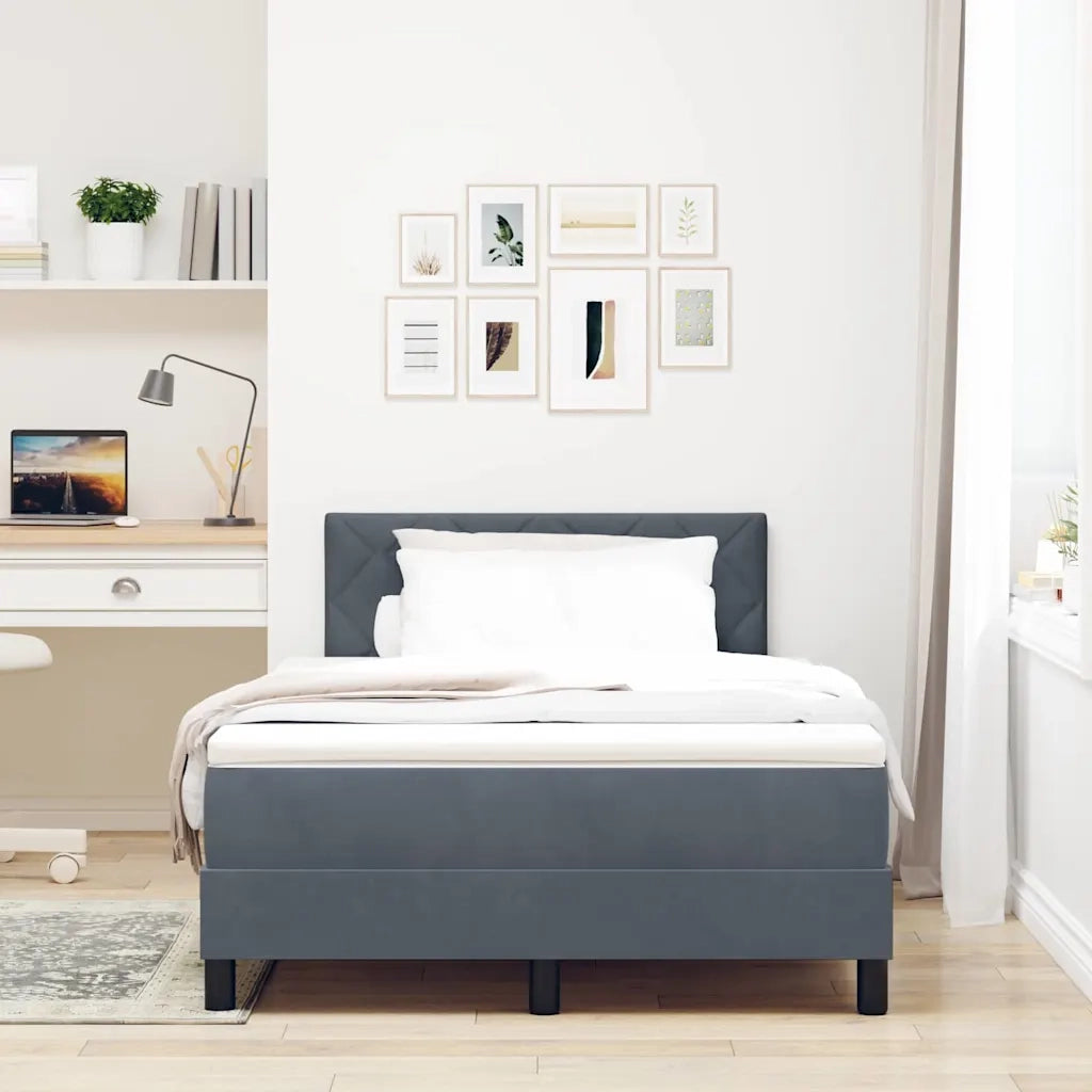 Letto a Sorgente LED con led Grigio scuro 120 x 190 cm Velluto