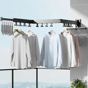 Dropprevia per abbigliamento fissabile al muro - pieghevole e spazievendente - per balcone, bagno e terrazza - 3 pieghe