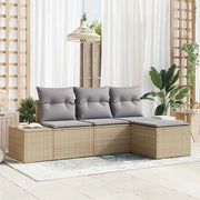 Set Divano da Giardino 4 pcs Beige e Grigio Chiaro polyrattan