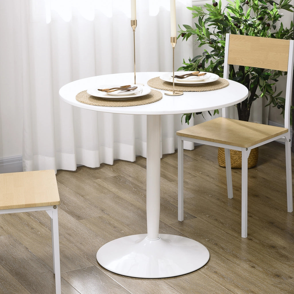 Tavolo da pranzo rotondo per 2 persone ¨C zephmum ¨C bianco, acciaio, ?80x75 cm