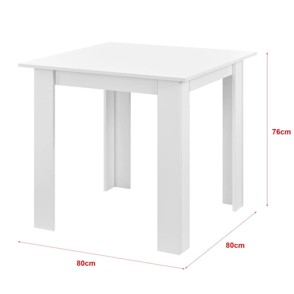 Tavolo da Pranzo con Piano Quadrato e Gambe a Forma di L 80 x 80 x 76cm Tavolo da Cucina in Design Moderno - Bianco