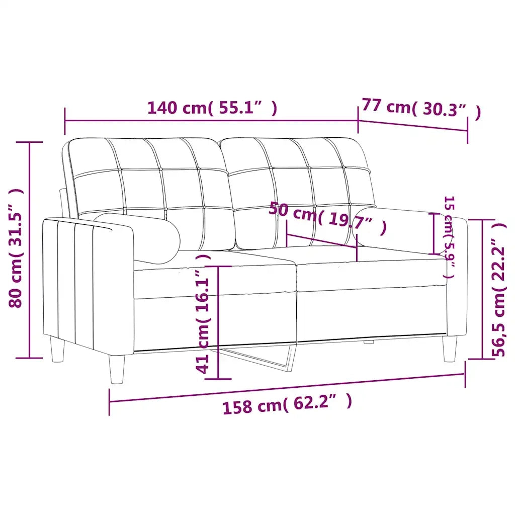 Divano a 2 Posti con Cuscini-Sofa 2 Posti con Cuscini Tortora 140 cm in Tessuto 399408