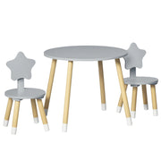 Set Tavolo con 2 Sedie per Bambini in Legno, Et¨¤ da 18 Mesi a 4 Anni, Grigio