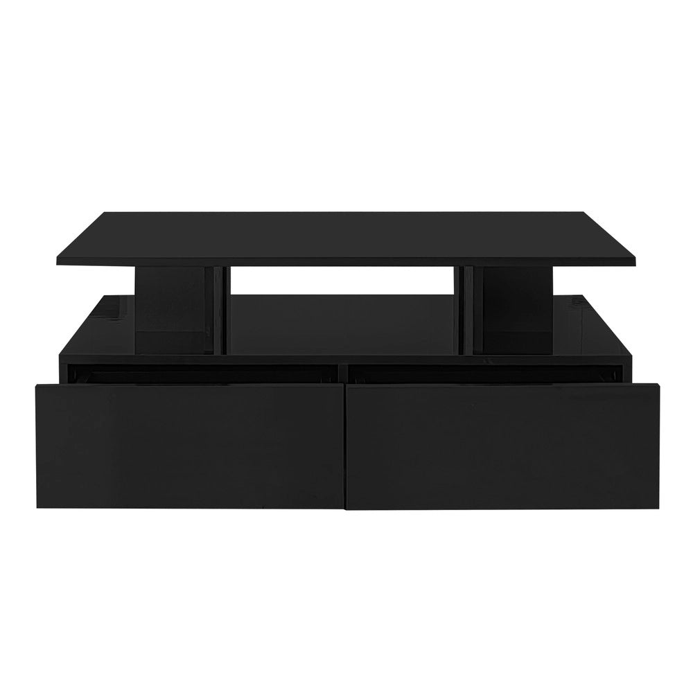Tavolino da Caff¨¨ con LED e 2 Cassetti ¨C Xylo ¨C Bianco Lucido 90x55x41 cm