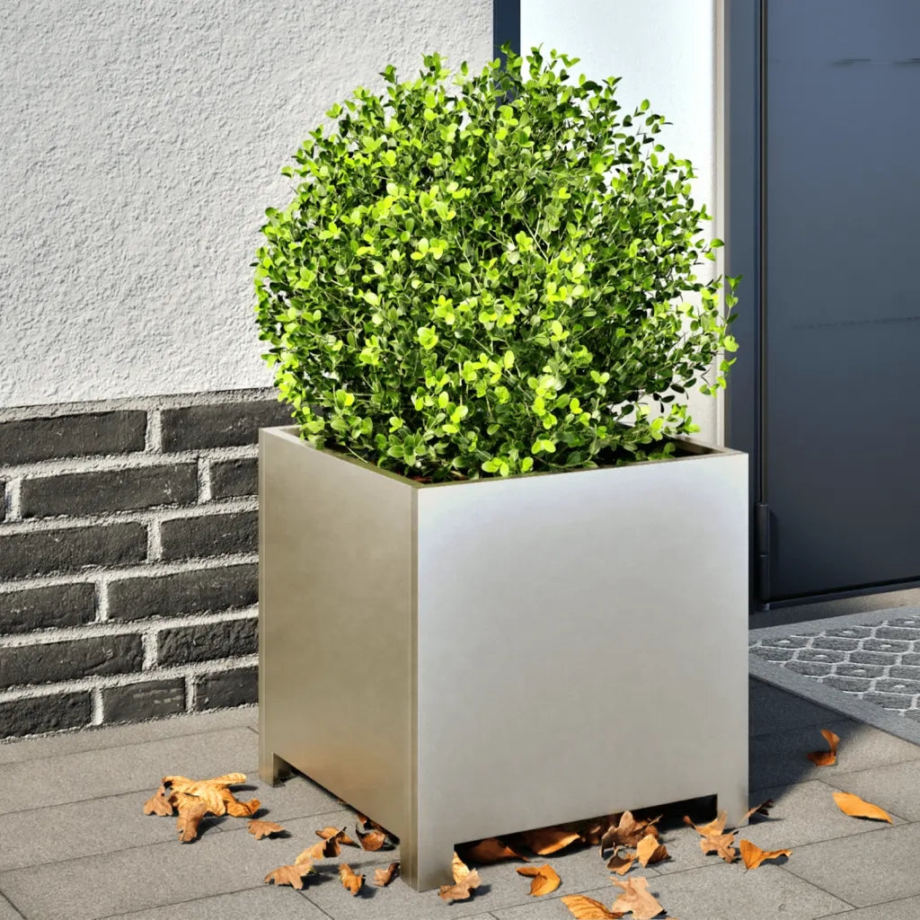 2 pz Fioriere | Cassetta per fiori | Vaso da Giardino 40x40x40 cm in Acciaio Inox